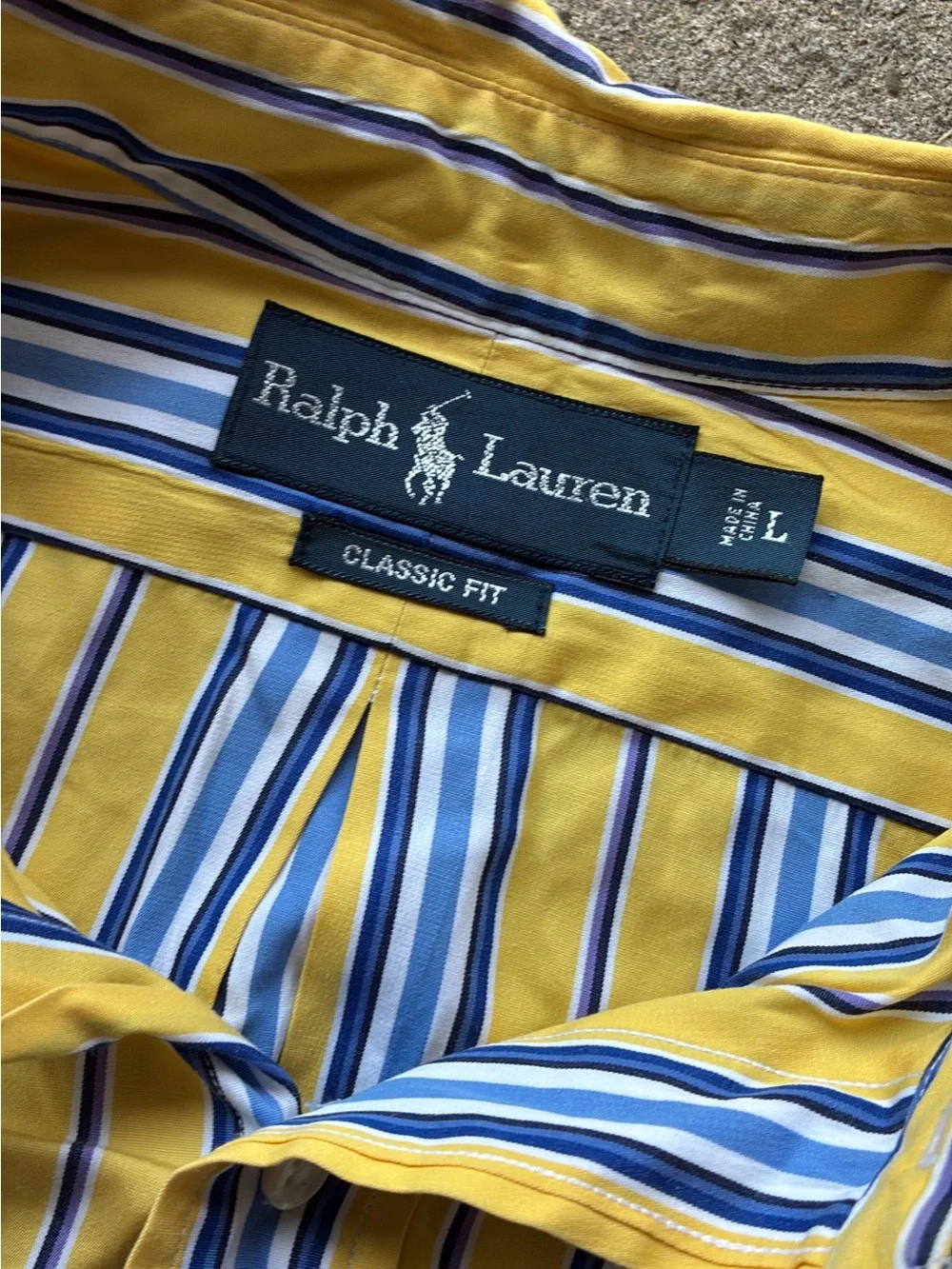 Ralph Lauren Yellow, Blue & White Striped Button-Down Shirt